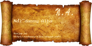 Nádassy Alba névjegykártya